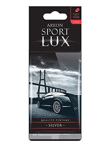 AREON Sport Lux Silver - Hanging Cardboard Air Freshener for Car, Home & Office - Premium Cologne Perfume with Natural Fragrance