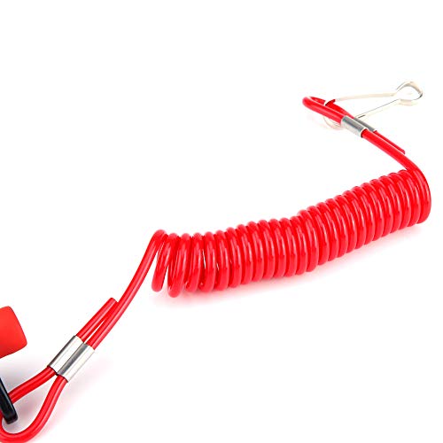 Keenso Universal Outboard Kill Switch Keys Motorcycle Outboard Lawn Mowers Emergency Engine Kill Stop Switch W/Tether Lanyard Co