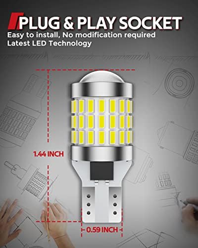 Torchbeam 912 921 Led Bulbs For Reverse Lights, T15 906 904 W16W Backup 2600 Lumens 6000K Xenon White Super Bright Light For Car