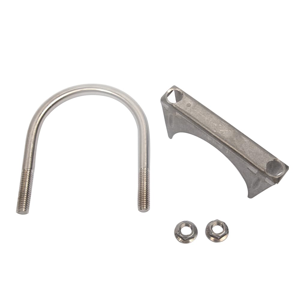 Universal Heavy Duty 3-1/2 Inch Stainless Exhaust Exhaust Clamp, 3.5    Exhaust U-Bolt Clamps Saddle Design With Reinforced Ribs