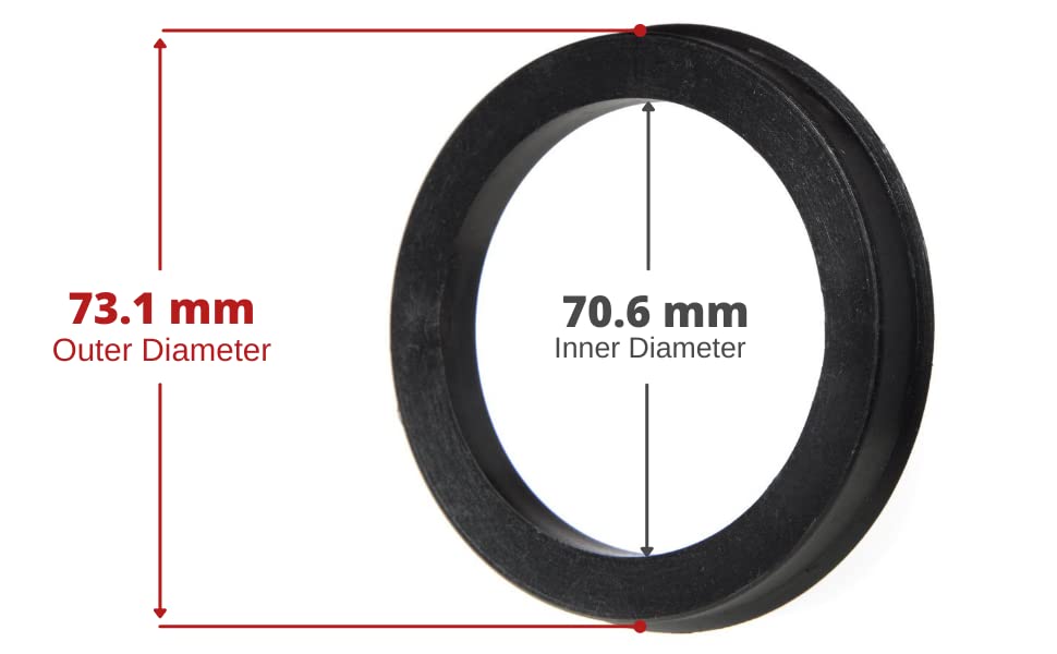 Circuit Performance 73.1Mm Od To 70.6Mm Id Black Plastic Polycarbonate Hub Centric Rings