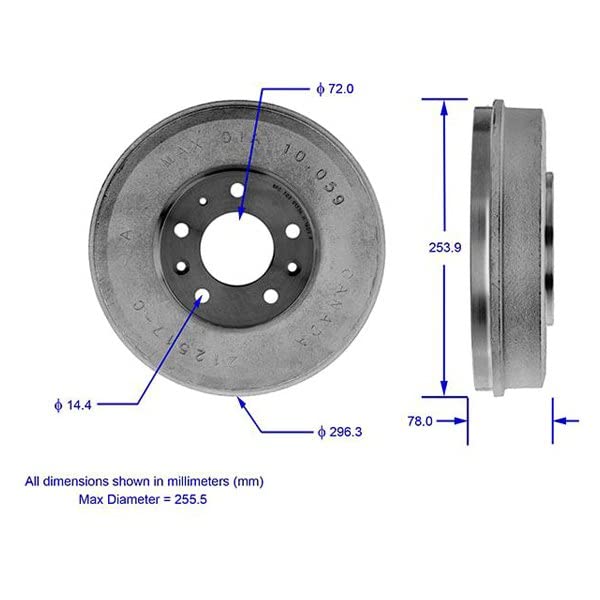 Bendix Premium Pdr0735 Rear Brake Drum For Mazda Mpv 2003-2000