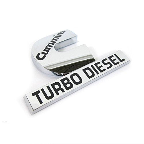 Yoaoo 2Pack Compatible With Cummins Turbo Emblem Badge High Output 2500 3500 Emblem Glossy Chrome 4.5'' By 2.9'' Inches
