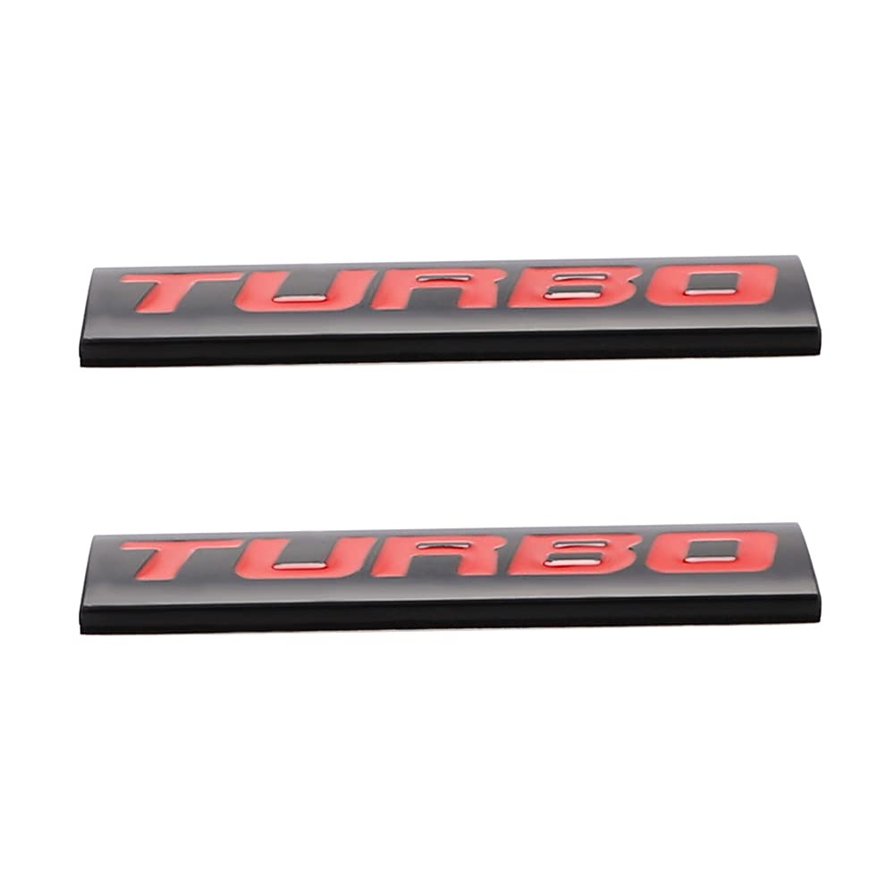 Carrun, 2 Pcs Turbo Emblem 3D Metal Badge Car Hood Truck Door Side Fender Rear Trunk Emblem Sticker Decals For Universal Decorat