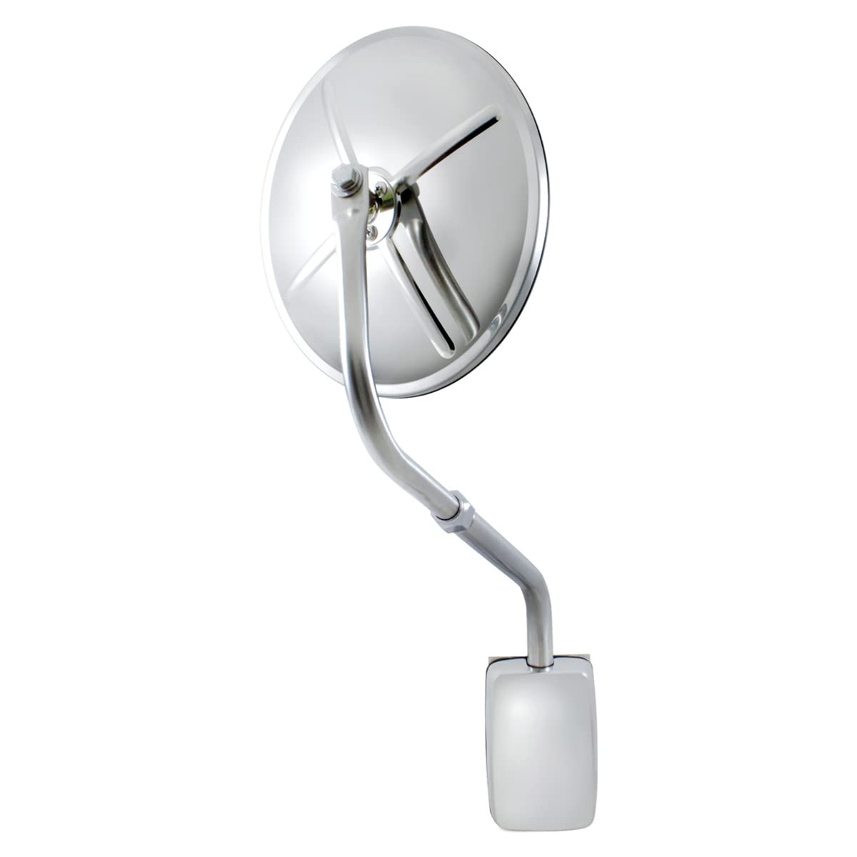 United Pacific 60037 Stainless Steel Hood Mount 8 ½” Round Convex Mirror, Chrome Plated, Adjustable View, Wide Angle Mirror – ONE unit