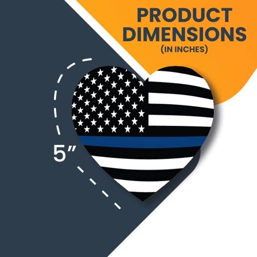 Magnet Me Up Thin Blue Line American Flag Heart Magnet Decal, 5 Inches, Heavy Duty Automotive Magnet For Car Truck Suv, In Suppo