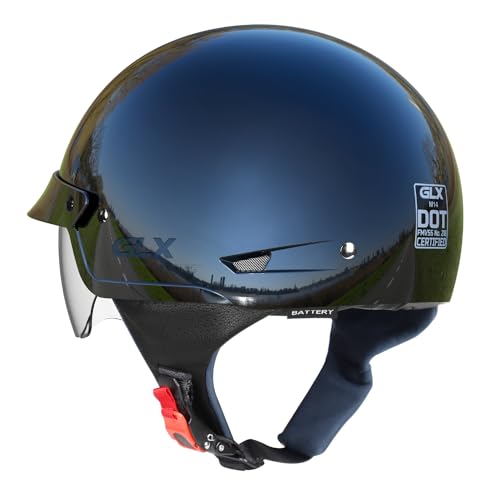 Glx M14 Open Face Motorcycle Helmet - Black, X-Large - Dot Approved