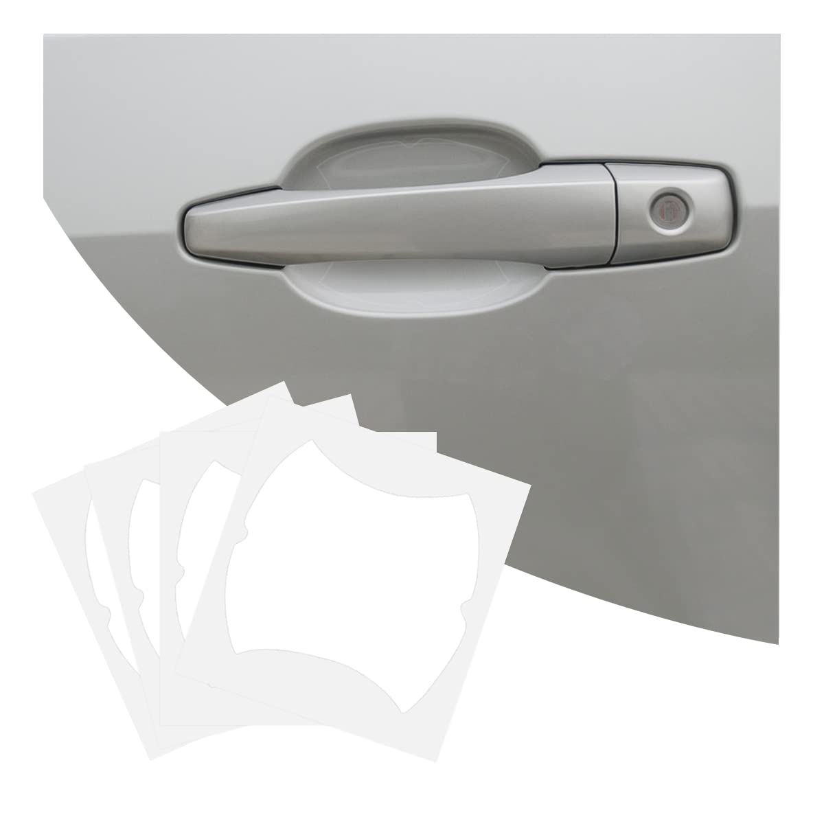 4PCS Car Door Handle Cup Stickers, Carbon Fiber Scratch Auto Door Protective Film, Non-Marking Door Handle Paint Cover Guard Uni