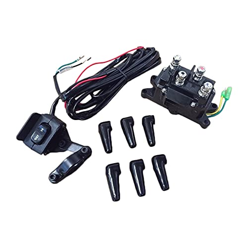 Automotive Authority 12V Solenoid Relay Contactor & Winch Rocker Thumb Switch Combo for ATV UTV