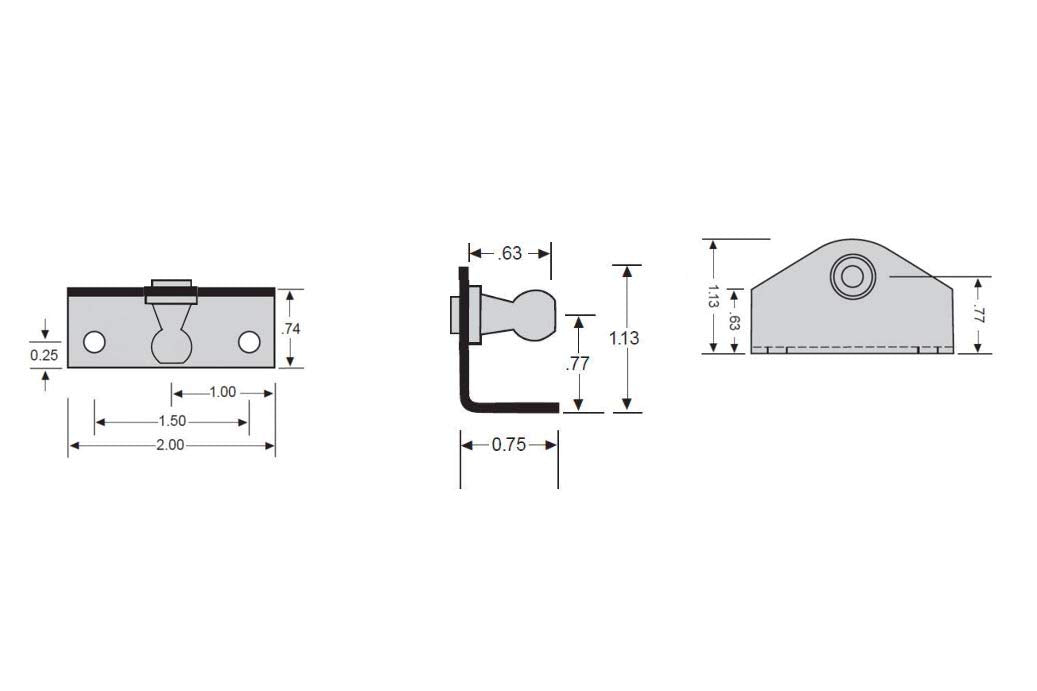 10mm Ball-Stud Brackets (10 Pack) (2L x 0.75W x 1.125H) - Black Powder-Coating over Zinc-Plating - Gas Strut Lift Support