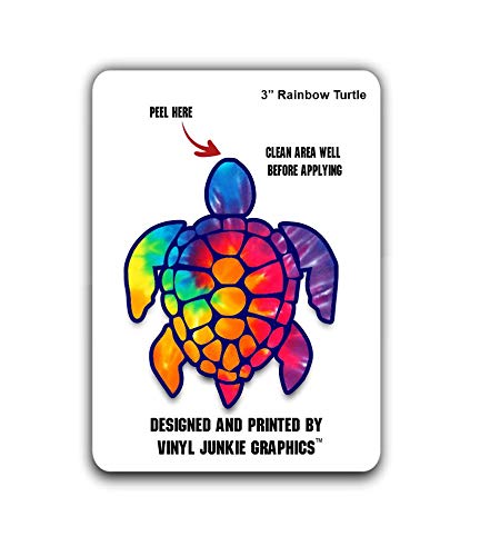 Vinyl Junkie Graphics 3 Inch Sea Turtle Sticker For Laptops Cupstumblers Cars And Trucks Any Smooth Surface (Rainbow Tie Dye)