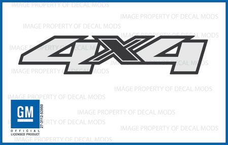 Decal Mods GMC Sierra 4x4 Decals - Vinyl Stickers Set of 2 - Black, Silver, Grey (2007-2013) Bed Side 1500 2500