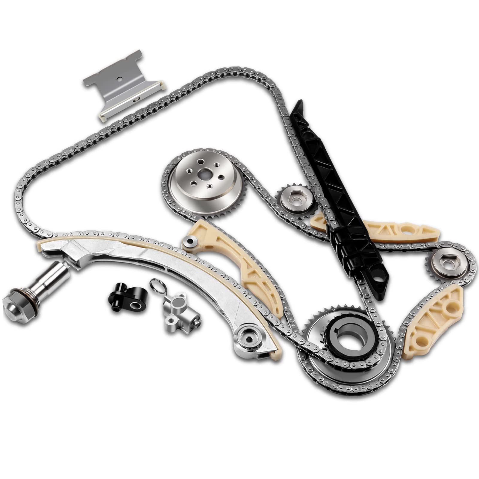 Scitoo 94201S Timing Chain Kit Tensioner Guide Rail Crank Sprocket Shaft Sprocket Fits For Chevy For Buick For Gmc For Pontiac For Saturn For Malibu Equinox Hhr Lacrosse Terrain G6 Saab 2.0 2.2 2.4L