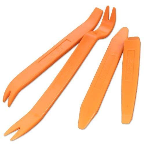 Kltech 4Pcs Auto Door Clip Panel Trim Removal Tool Kits Thick Plastic Car Tools For Car Dash Radio Audio Installer Pry Tool With