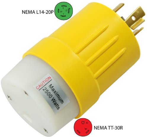 Conntek 14106 RV Generator Adapter L14-20P 20A 125/250V Locking Plug to RV 30A Female Connector