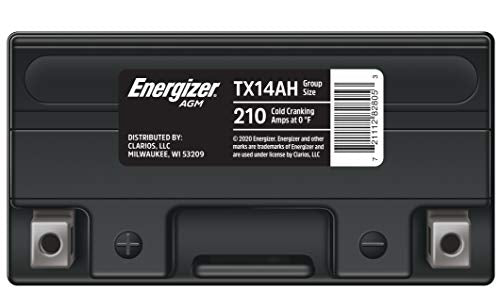 Energizer Tx14Ah Agm Atv And Utv 12V Battery, 210 Cold Cranking Amps And 12 Ahr, Replaces: Ytx14Ah-Bs And Others