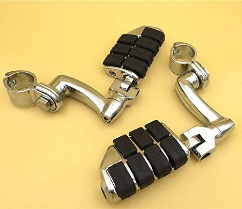 XKH Chrome Large Footpegs Mounting Kit for GoldWing, VTX1300, Shadow, Valkyrie, Road Glide - Fits 1" (25mm) Engine Guard Frame Tubes