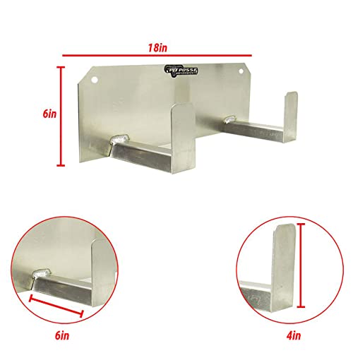 Pit Posse PP125 Dual Helmet Rack Holder Enclosed Race Trailer Garage Shop - Made in USA - Aluminum Storage Organizer Hanger Motorcycle ATV Bike Snowmobile Helmets - Double Utility Hook (Silver)