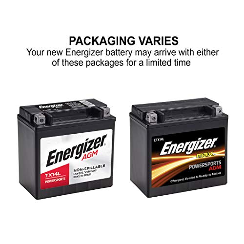 Energizer Tx14L Agm Motorcycle 12V Battery, 200 Cold Cranking Amps And 12 Ahr. Replaces: Ytx14L-Bs And Others