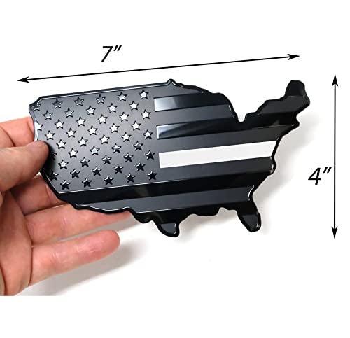 Mull Us Black Flag Map Auto Emblem For Cars Trucks (White Line, 7"X4")