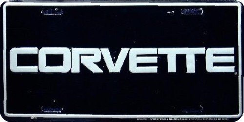Hangtime Corvette Embossed Metal Auto Tag 6 X 12