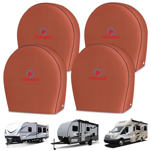 Comnova Rv Tire Covers 4 Pack - 600D Tough Tire Wheel Cover Protector For Rv, Truck, Suv, Trailer, Camper, Boat And Van, Waterpr