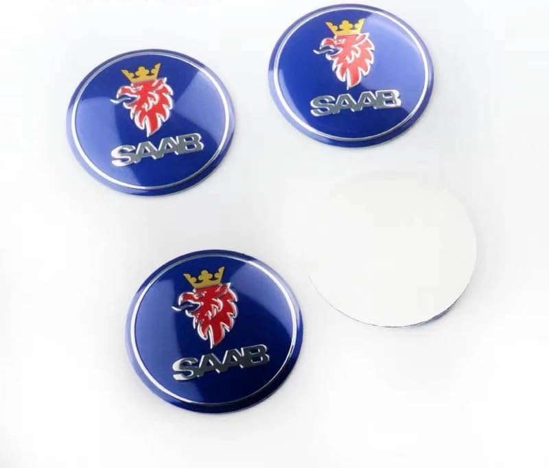 Jdclubs 4Pcs 2.22Inch Car Logo Abs Material Wheel Center Cap Sticker Wheel Emblem Badge Logo Stickers (Fit Saab Blue)