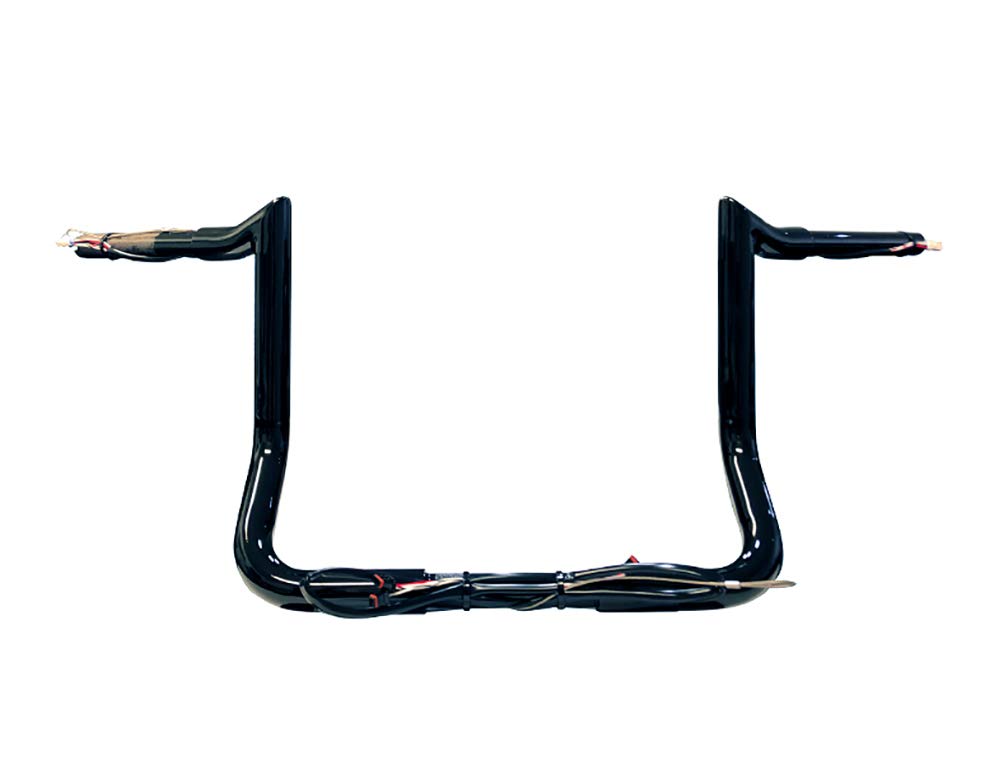 Dominator Industries 1 1/4' Pre-Wired 10' Meathook Bar Ape Hanger Handlebar Compatible With 2014-2023 Harley-Davidson Bagger Touring Electra & Street Glide, Special, Ultra Limited, Low (Black)