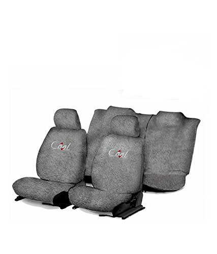 FLOMASTER Towelmate Cotton Seat Cover for Honda City Zx(WV0013592_179 , Grey , Set of 3 )