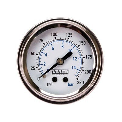 Viair2'' Single Needle Gauge (White Face, Illuminated, 220 Psi)