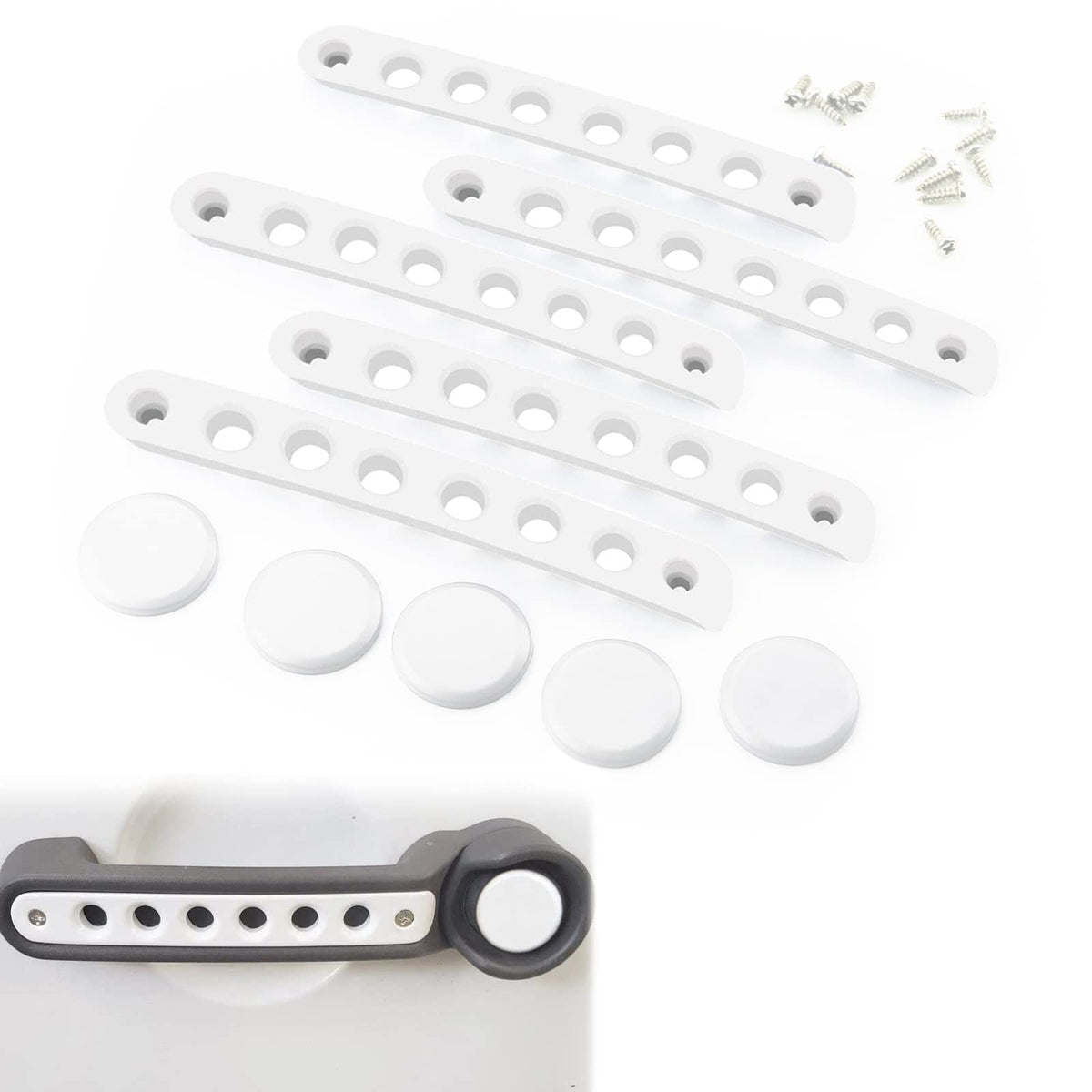 Side Door Handle Covers+Push Button Knobs Covers Parts Trim Fits For Jeep Wrangler Accessories Jk Jku Sahara Unlimited 2007-2018 Exterior Grab Handles Pull Jk Mods Decoration (Aluminum White, 10 Pcs)