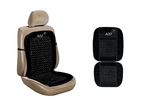 A2D Car Wooden Accupressure Design Velvet Border Bead Seat Cover Black for Fusion