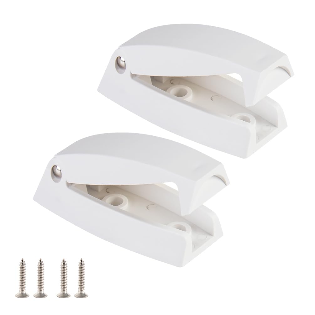 Xztrdi RV Baggage Door Catch Clips - ABS Plastic Trailer Storage Door Latch Holders (White, 2 Pack)