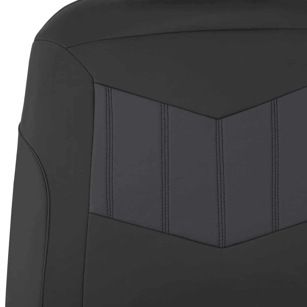 Motor Trend Super Sport Gray Faux Leather Seat Covers, Front Seats - Modern Two-Tone Design, Easy to Install Seat Protectors, Interior Covers for Car Truck Van and SUV