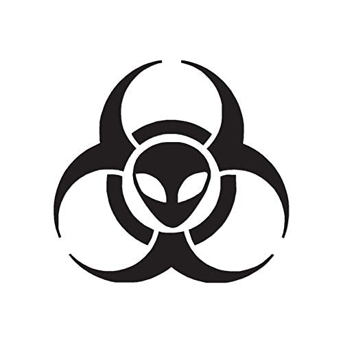 Alien Biohazard Symbol - Vinyl Decal Sticker - 4'' x 3.75'' - Black