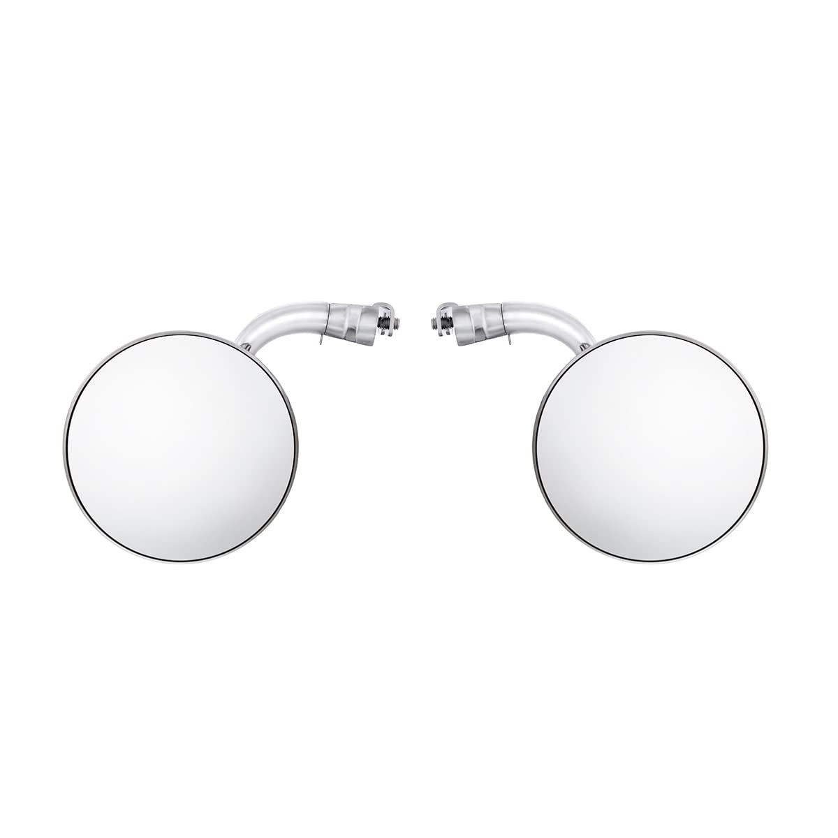 United Pacific 4-inch Curved Arm, Polished Stainless Steel Peep Mirror Bundle Set (L/H Flat Mirror & R/H Convex Mirror), Chrome Plated Arms - One Pair