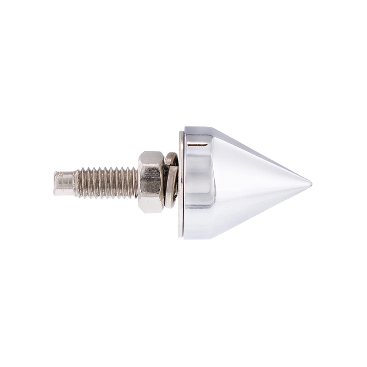 United Pacific 10878 Chrome Spike License Plate Fastener Screw Caps For Standard License Plate, Threaded Mounting Stud W/Nut & L