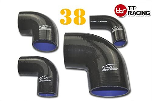 4-Ply Silicone 90 Degree Elbow Radiator Hose Joiner Pipe Black 38Mm 1.5 (1-1/2)