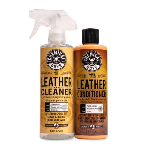 Chemical Guys Spi_109_16 Leather Cleaner And Leather Conditioner Kit For Use On Leather Apparel, Furniture, Car Interiors, Shoes, Boots, Bags & More (2 - 16 Fl Oz Bottles)