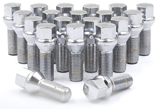 Wheel Accessories Parts Set Of 20 Chrome 14X1.5 Lug Bolt Kit Cone Seat Acorn 17Mm Hex, 24Mm Shank Length, M14X1.50 Thread Cone Lug Bolts For Aftermarket Wheels (20, Chrome, 14 1.5)