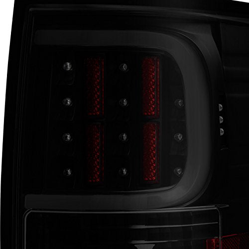 Akkon - For 2009-2014 Ford F150 F-Series Black Smoked Lens Dual C-Shape Led Tube Tail Brake Light Lamps
