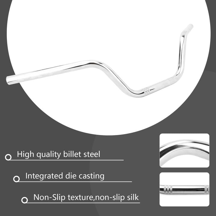 Anxin Motorcycle 7/8 Drag Handlebars High-Rise Tracker Handle Bars Universal For Sportster Xl 883 1200 Cruiser Bobber Custom Chopper Softail Dyna Tour Glide Road Cg125 Chrome