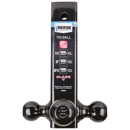 REESE Towpower 7068820 Tri-Ball Trailer Hitch Ball Mount, (1-7/8 Inch, 2 Inch, 2-5/16 Inch Trailer Hitch Balls), Fits 2-1/2 Inch Square Receiver, 14,000 lbs. Capacity