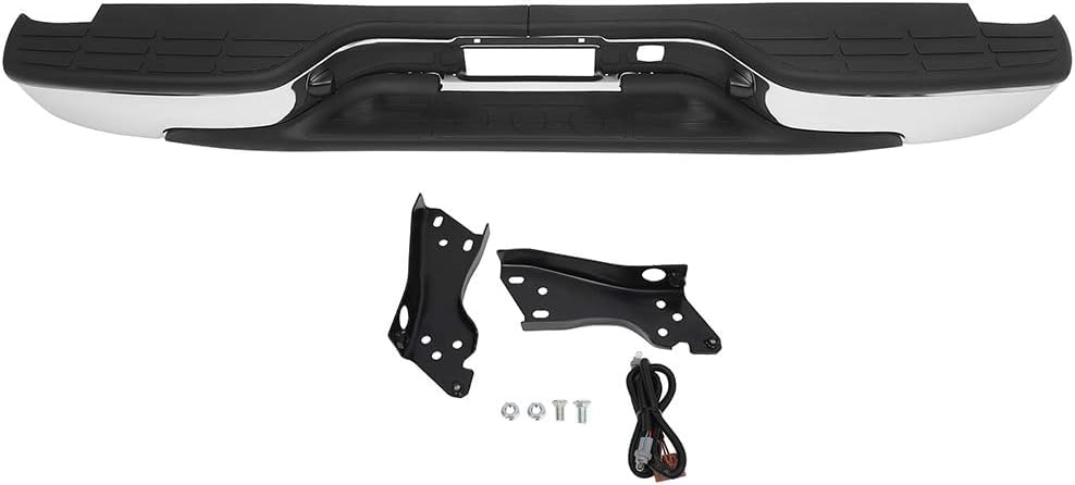 Scitoo Rear Step Bumper Fit For 99-06 For Silverado 1500 And For Gmc Sierra 1500, 07 For Silverado 1500 Classic And For Gmc Sierra 1500 Classic, Chrome Automotive Bumpers W/O Parking Sensor Holes