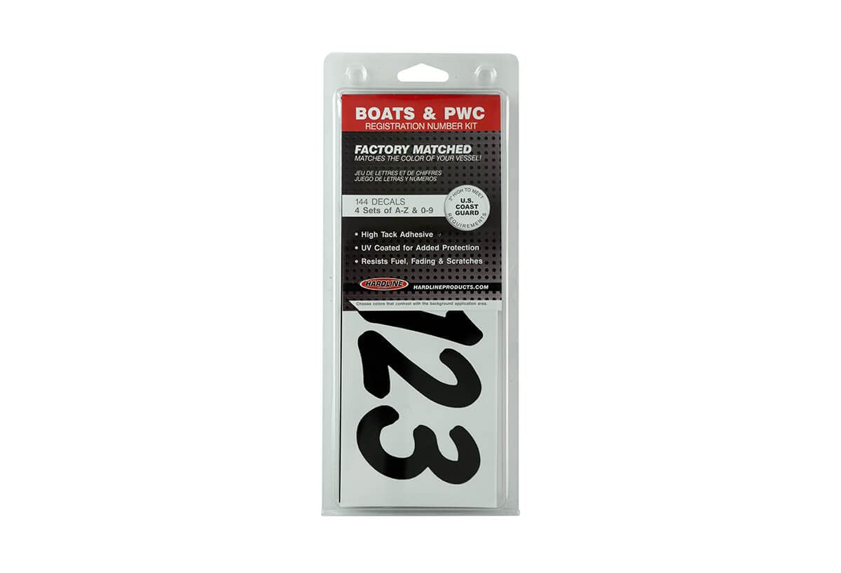 Hardline Products Series 400 Factory Matched 3-Inch Boat & Pwc Registration Number Kit, Solid Black - Blk400Ec