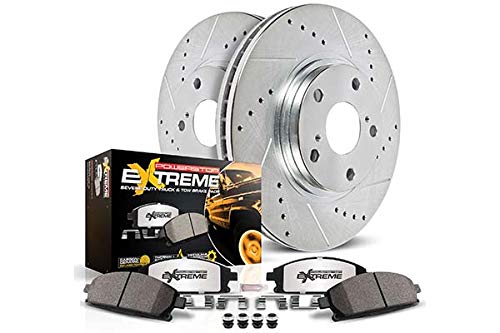 Power Stop Brake Kit For 2015-2020 Chevy Colorado Gmc Canyon 6 Lug - Front And Rear Z36 Truck & Tow Carbon Fiber Ceramic Brake Pads And Drilled And Slotted Brake Rotors, K7228-36