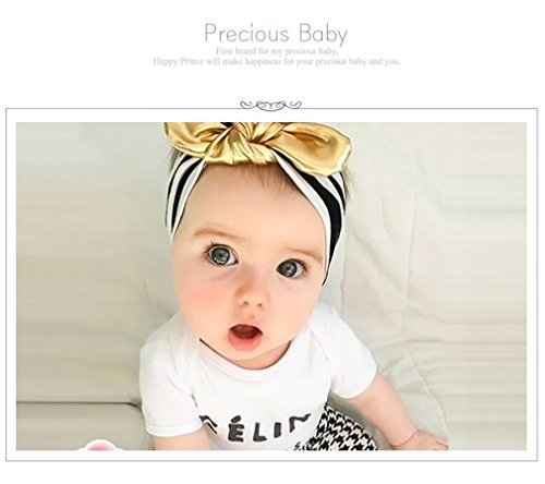 KINFENE Baby Girls Fashion Black Stripe Gold Bow Hair Hair Bands-New