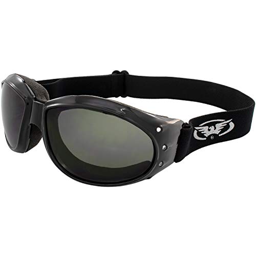 Global Vision Eliminator Padded Motorcycle Riding Goggles For Men And Women (Black Frame/Smoke Lens)