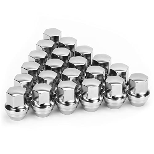 9/16-18 Oem Factory Style Large Acorn Seat Wheel Lug Nuts, 20 Pcs Sliver 9/16-18 Closed End One-Piece Lugnuts For Chry-Sler Aspe