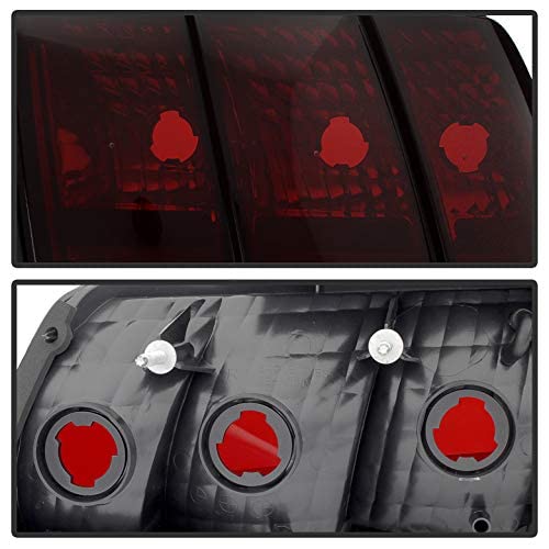 Acanii - For 1999-2004 Ford Mustang Red Smoked Tail Lights Brake Lamps 99-04 Pair Set Replacement Driver+Passenger Side